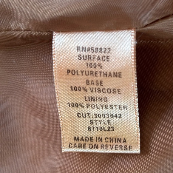 Max Studio Tan Leather Moto Jacket Fitted Silhouette - Picture 9 of 16